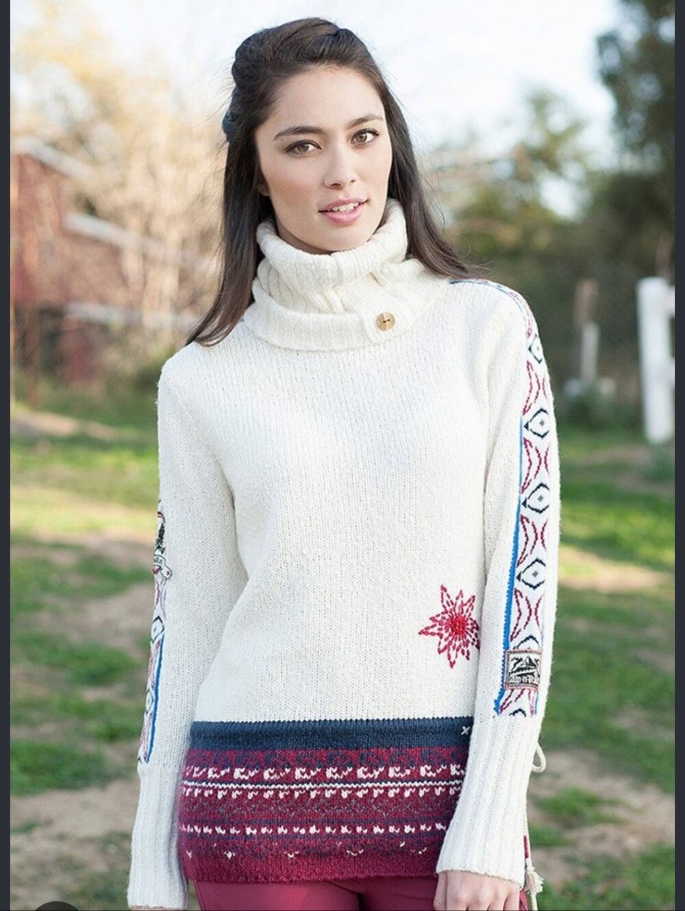 Alp N Rock Women's Winter Fair Isle Cotton Turtleneck Sweater Size 2 XS